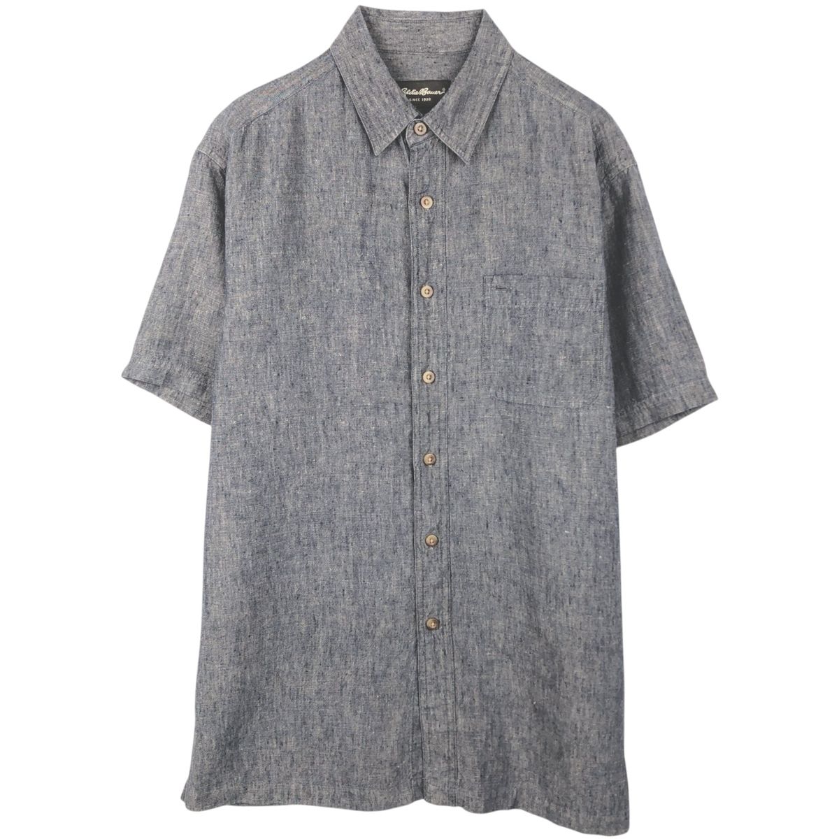 古着 エディーバウアー Eddie Bauer シャンブレー 半袖 リネンシャツ ボックスシャツ メンズM相当/eaa655821
