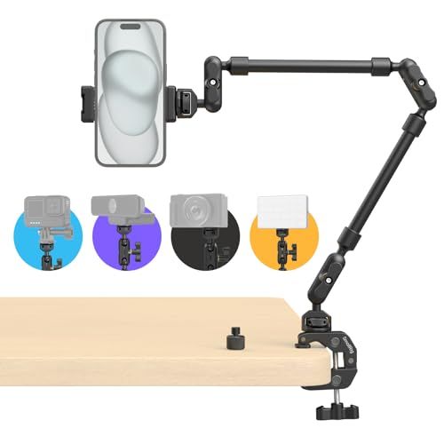 【新品】SmallRig 56cm マジックアーム（クランプ付き）オーバーヘッドスマホマウント フレキシブルデスクカメラスタンド 多関節フリクションブームアーム（スレッドアダプター付属）POV撮影 ライト ウェブカメラ マイク アクションカメ 1bb6882e