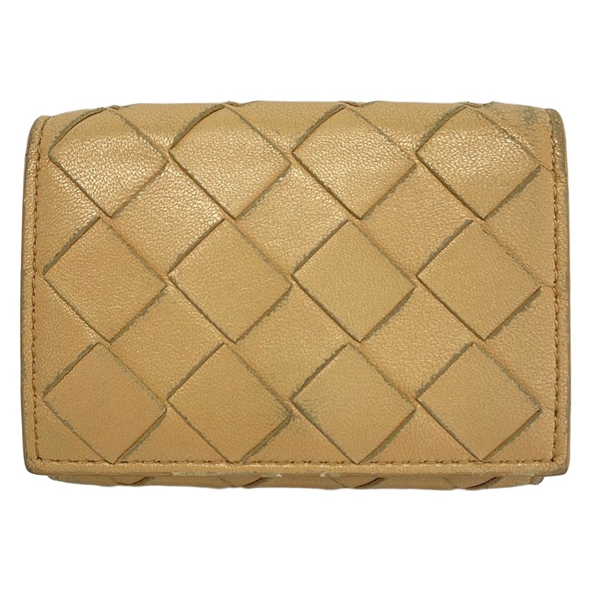 BOTTEGA VENETA(ボッテガヴェネタ) 3つ折り財布 イントレチャート ライトブラウン レザー