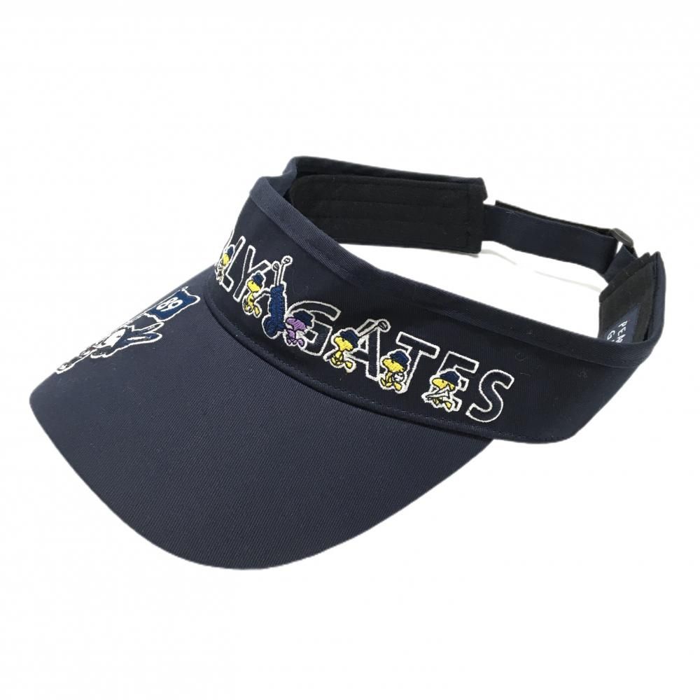 新品】パーリーゲイツ×PEANUTS サンバイザー ネイビー スヌーピー FR