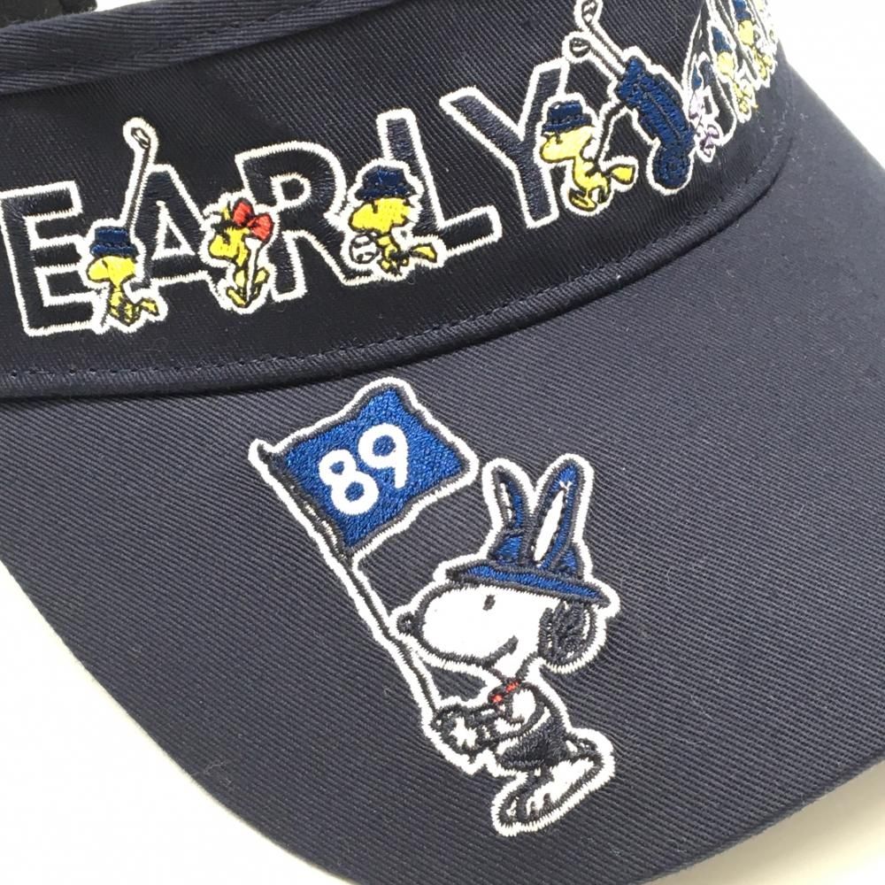 新品】パーリーゲイツ×PEANUTS サンバイザー ネイビー スヌーピー FR