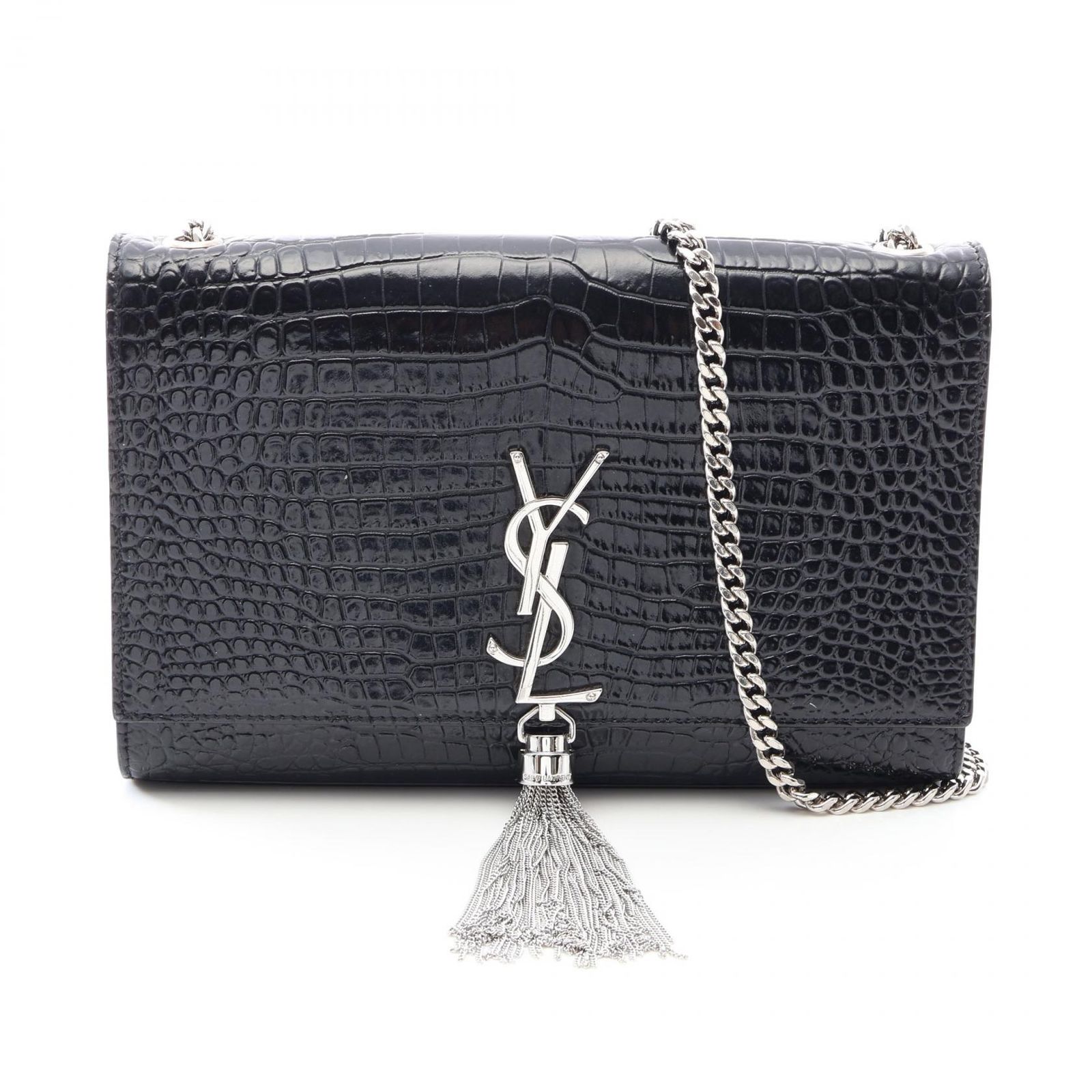 SAINT LAURENT PARIS サンローランパリ ケイト モノグラム クロコ型押し ショルダーバッグ