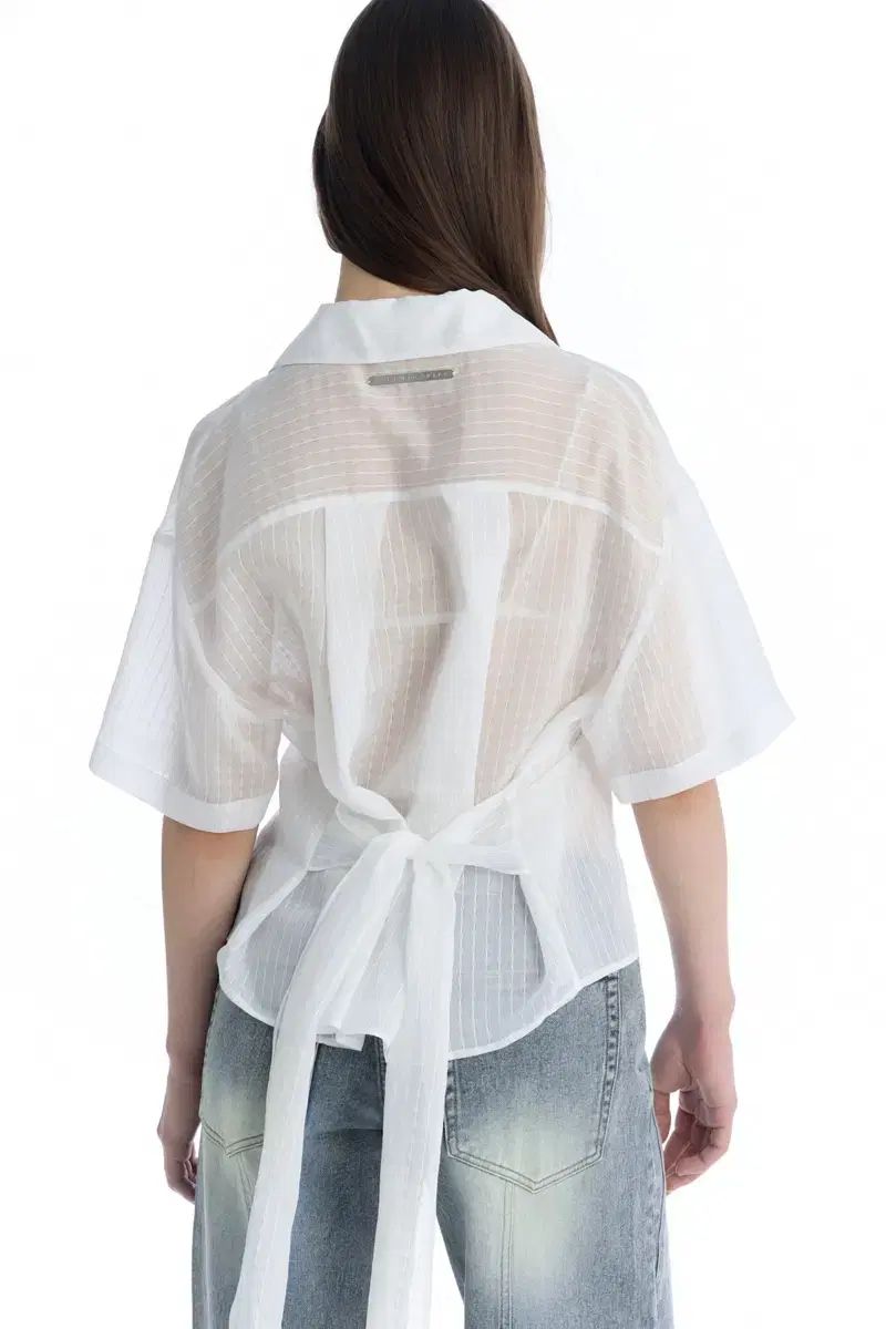 新品) トリミングバード Tie Waist Shirt White
