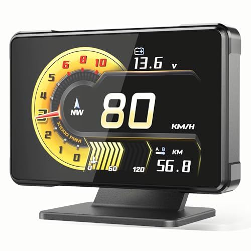 R★OBD2メーター マルチメーター タコメーター 水温計 電圧計 ブースト計 故障診断 超速警告 疲労運転警告 高視認性ディスプレイ 衛星信号対応 日本語対応 468811ed