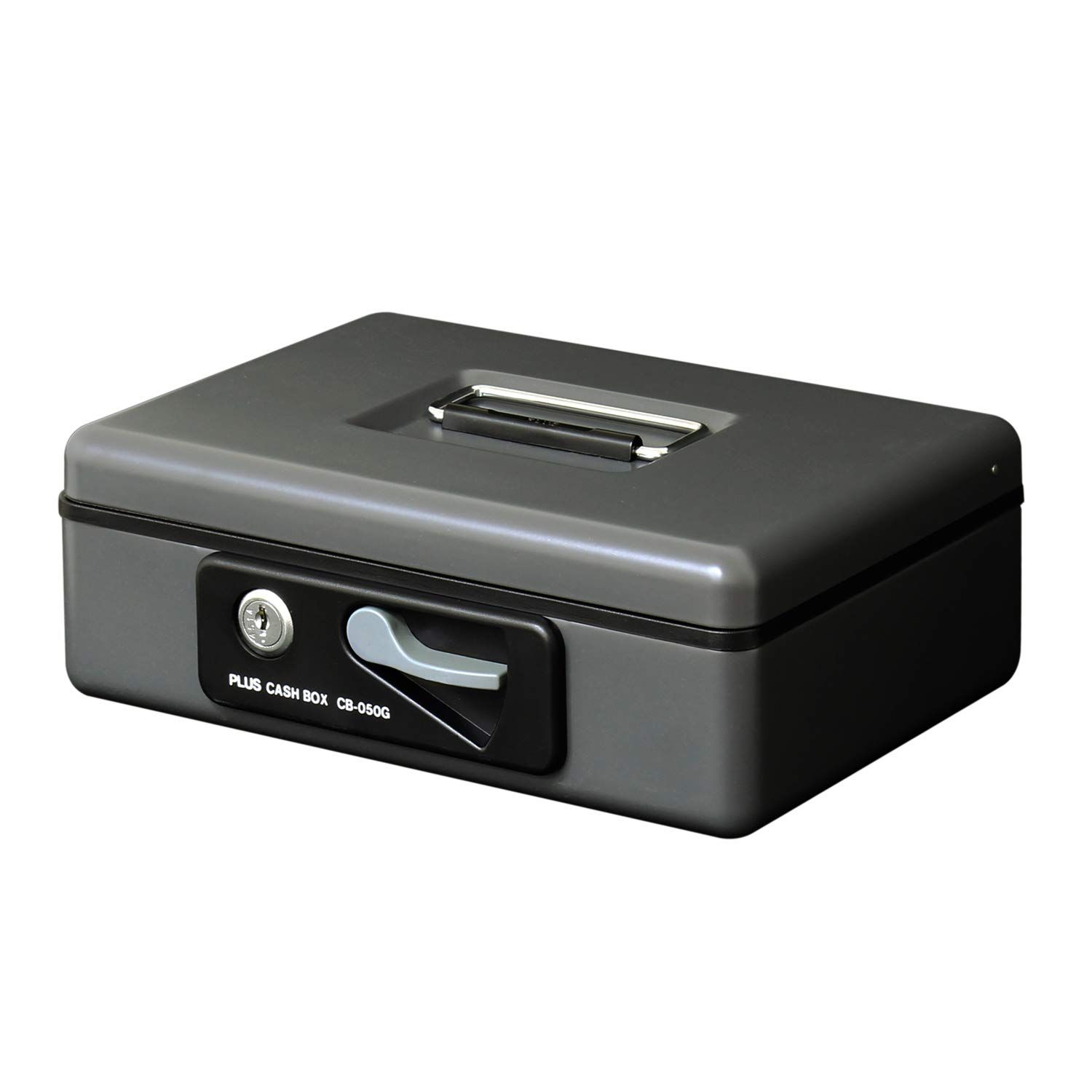 特価　金庫 手提金庫 小型 W230×D194×80mm プラス ダークグレー 12-863