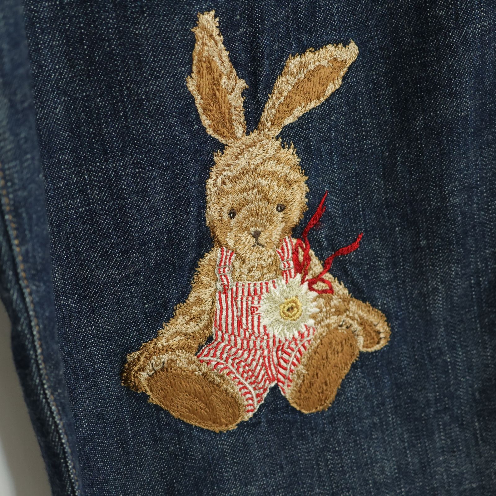 ピンクハウス オーバーオール サロペットオールインワン うさぎ 刺繍 ワッペン 美品】ピンクハウス☆オーバーオールを着たうさぎ刺しゅう