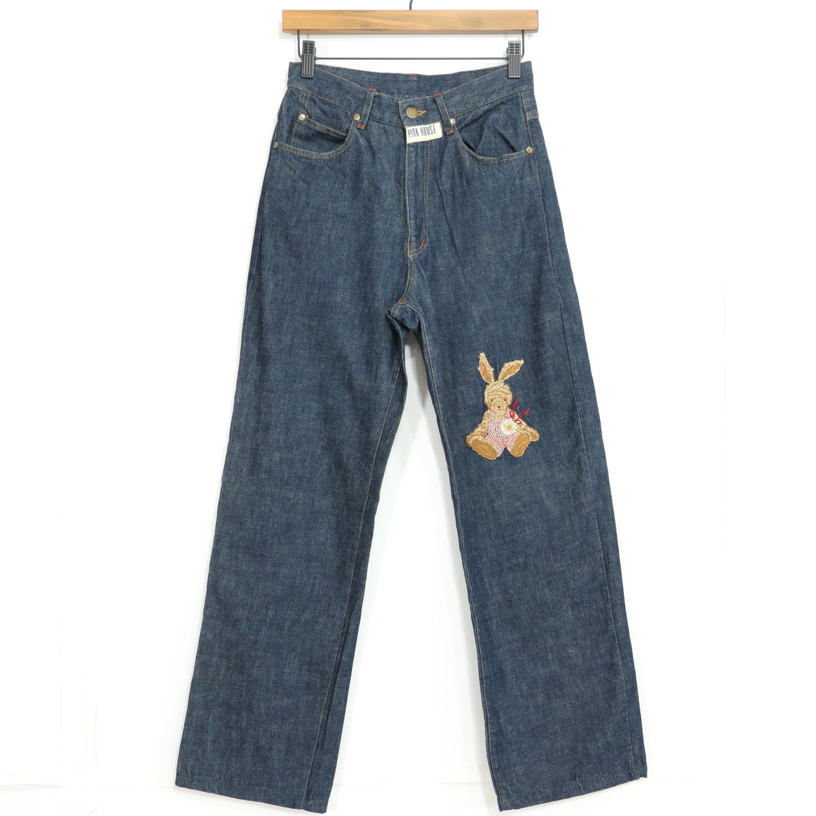 美品】ピンクハウス☆オーバーオールを着たうさぎ刺しゅう