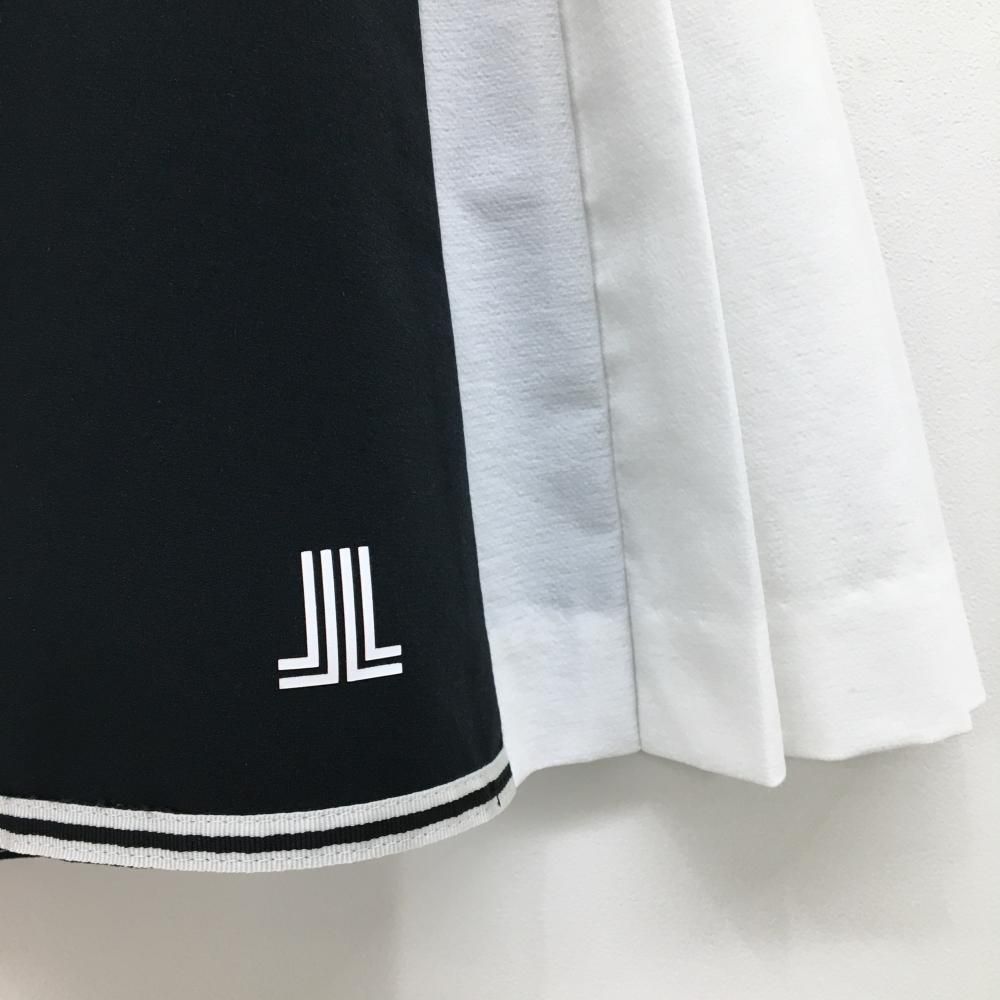 超美品】ランバンスポール スカート 黒×白 サイドプリーツ 裾ライン