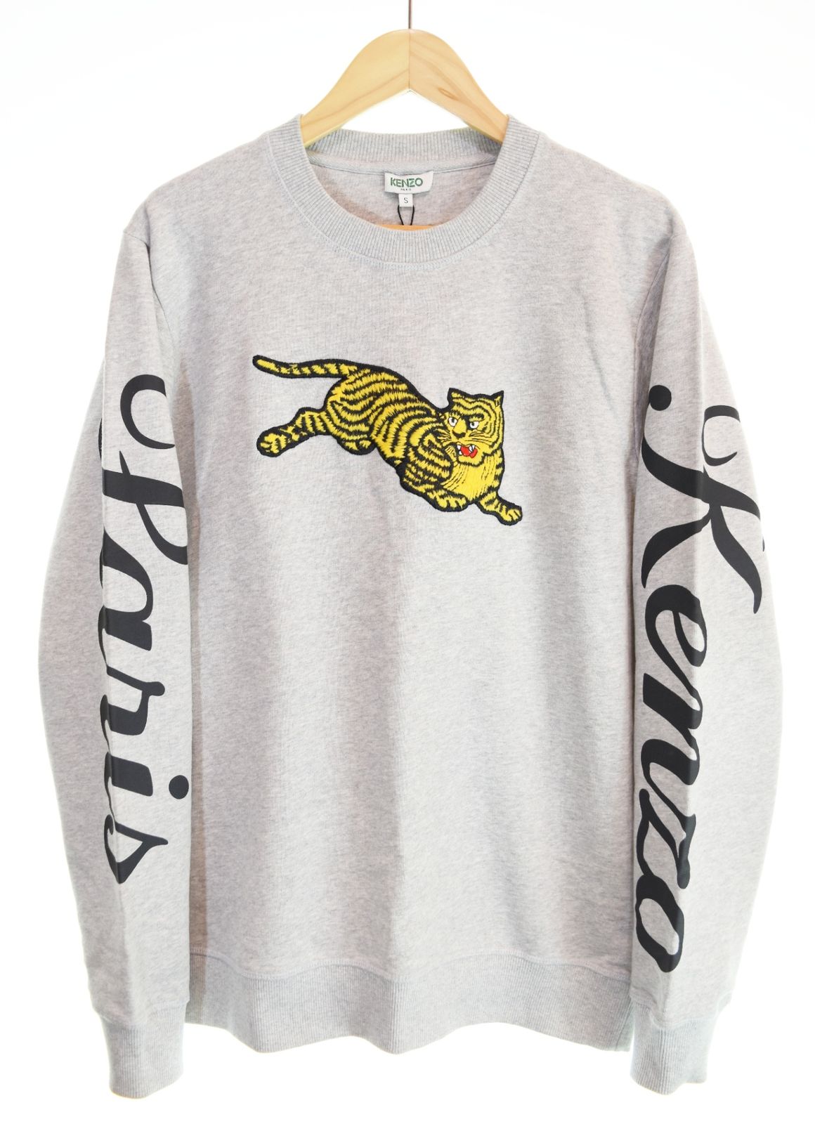 ケンゾー KENZO JUMPINGTIGER SWEATSHIRT ジャンピングタイガー スウェット 虎刺繍 袖ロゴ S スウェット グレー Sサイズ 103MT-4880
