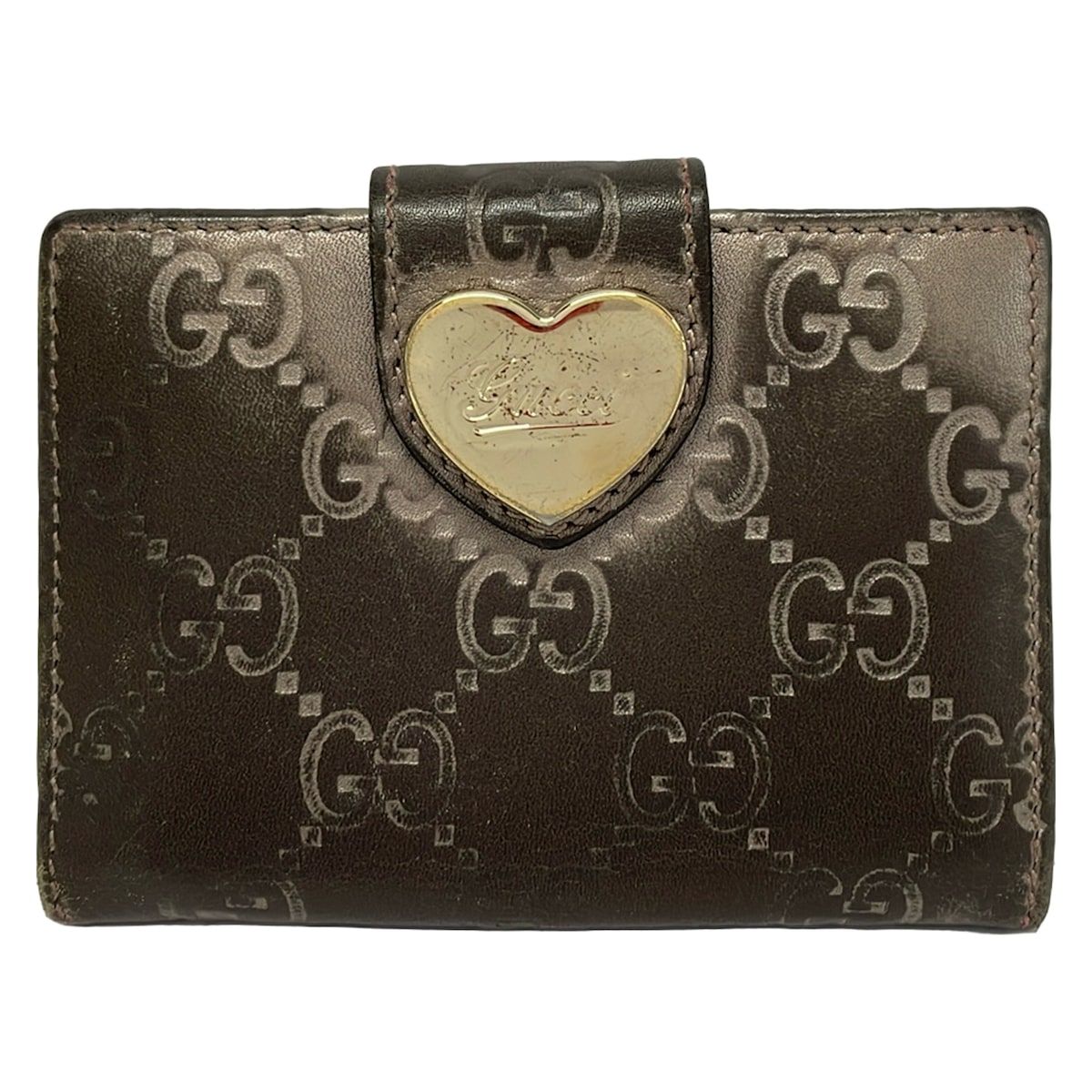 GUCCI(グッチ) パスケース シマライン グレー ハート レザー