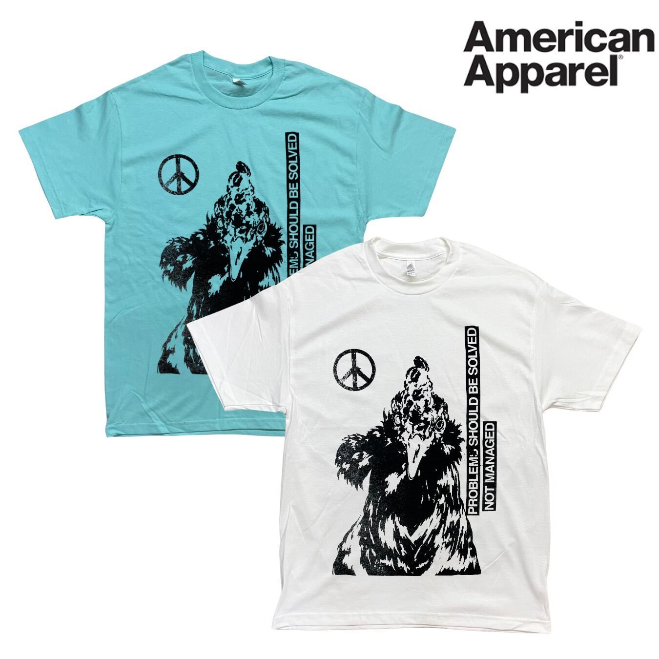 【手刷り】フリーレンジ “SOLVED” グラフィックTシャツ　2枚セット（American Apparelボディ）【購入後サイズ指定】