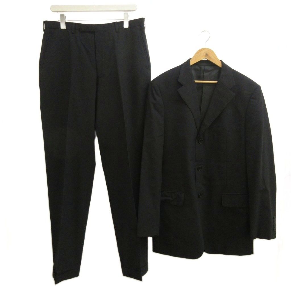 バーバリーブラックレーベル BURBERRY BLACK LABEL スーツ フォーマル ジャケット パンツ ウール 42L 黒 ブラック テーラードジャケット 長ズボン 背抜き BMD40-601-09 /PP