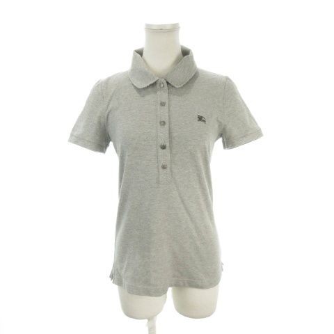 バーバリーブルーレーベル BURBERRY BLUE LABEL ポロシャツ 38 グレー 半袖 ラウンドカラー E1P39-185-07 /AH31 ■GY50
