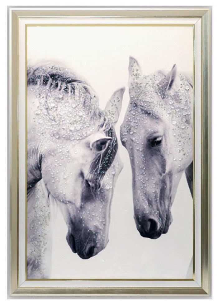 【送料無料】美品 アートパネル 絵画 SNS映え 動物　馬　ウマ　 フレーム付き インパクト大 壁飾り 47×67 a200