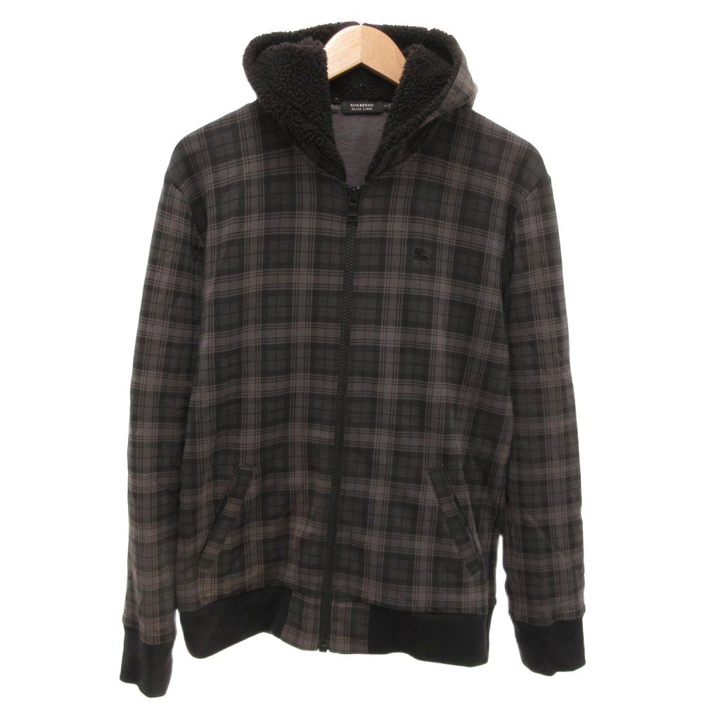 BURBERRY バーバリー ジップアップパーカー スウェットパーカー 両袖ヴィンテージチェック 8024543 ブラック M 店舗受取可 BURBERRY バーバリー パーカー ベージュ BURBERRYバーバリー『ヴィンテージチェックパネル ロゴスウェットジップアップ