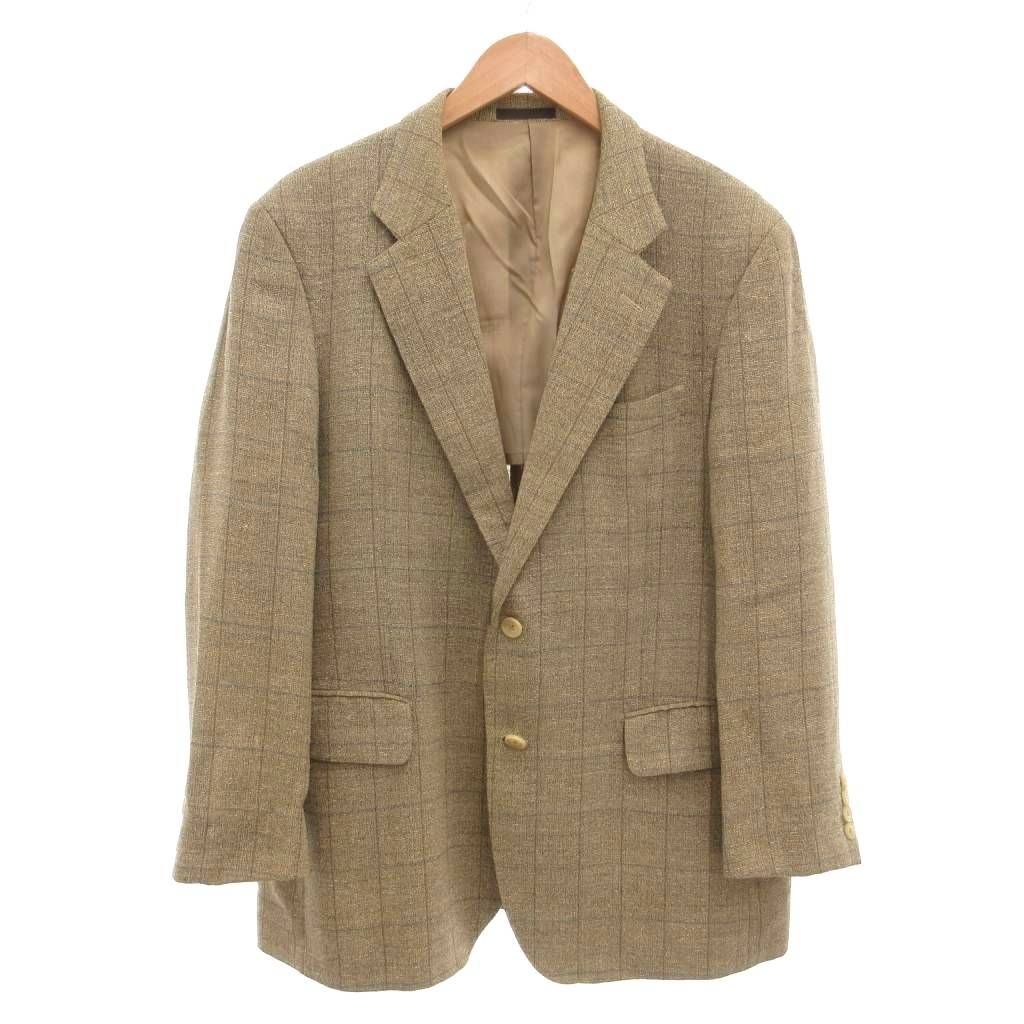バーバリー ロンドン BURBERRY LONDON テーラードジャケット シングル 2B 背抜き サイドベンツ シルク混 チェック BB5 ベージュ /GV ■GY50 6,319円