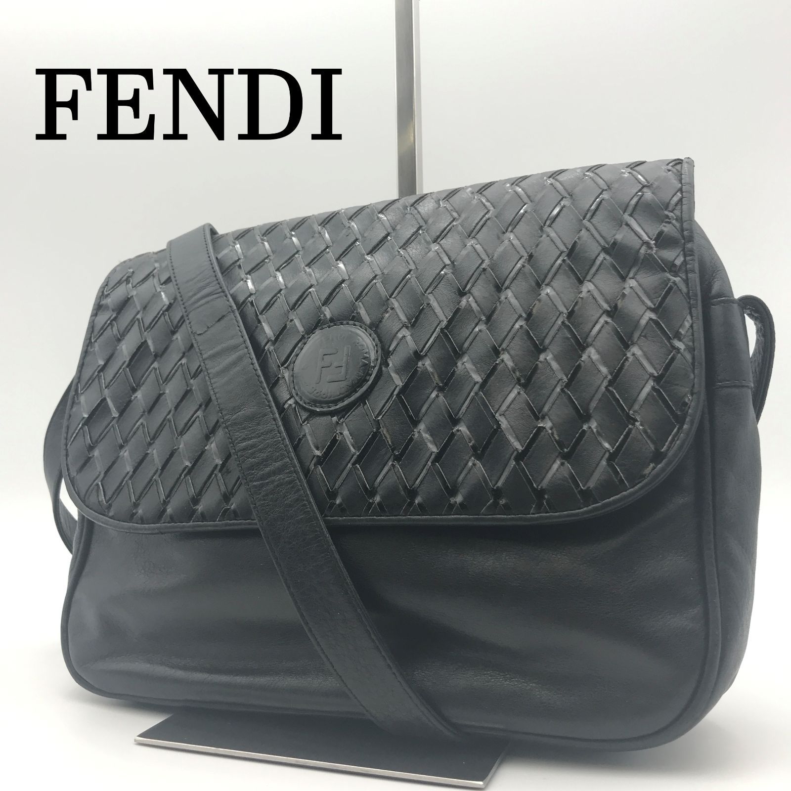 極美品■フェンディ　イントレチャート ハンドバッグ　メタルハンドル　ブラック 希少】Fendi フェンディ ショルダーバッグ ヴィンテージ イントレ