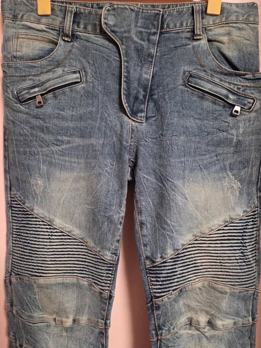 バルマン BALMAIN バイカーデニム ジーンズ ライトブルー 訳あり