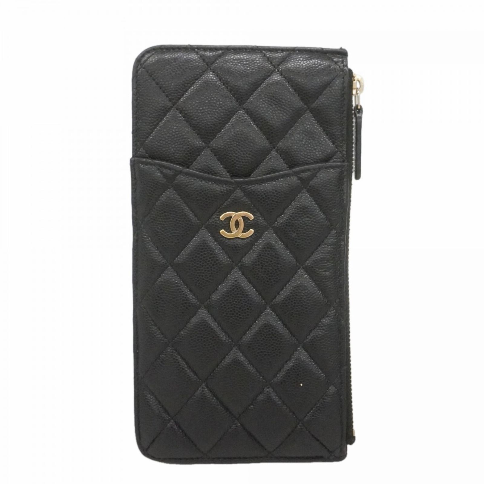 シャネル(Chanel) シャネル 長財布 マトラッセ キャビアスキン ブラック レディース