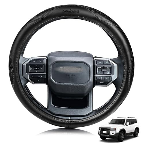 トヨタ に適用 ランドクルーザー Landcruiser 対応 ハンドルカバー 高級本革 ステアリングカバー おしゃれなデザイン 透湿性あり 耐摩耗性 防水仕様 汚れ防止 滑り止め 通気性優れ３Ｄグリップ 専車ロゴ オールシーズン対応 耐老化 10726b67