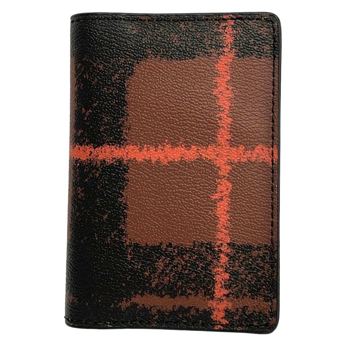 COACH(コーチ) カードケース美品 - C7932G 黒×ダークブラウン×オレンジ レザー