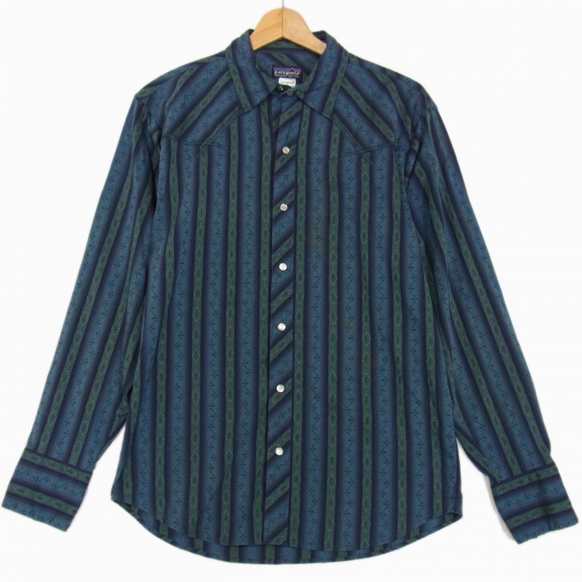 美品◇Patagonia 20782F6 ウエスタン 長袖シャツ 織柄 スナップボタン オーガニックコットン パタゴニア アウトドア キャンプ メンズ