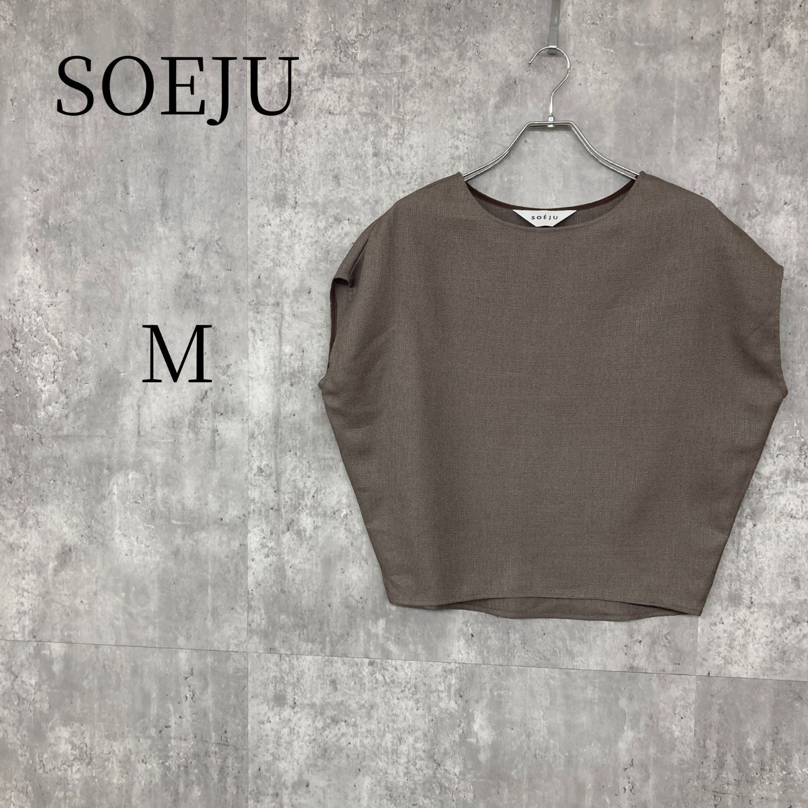 SO<!-利用不可文字-!>JU ソージュ 日本製 レディース 半袖カットソー トップス ブラウン Mサイズ シンプル 上品 きれいめ 大人カジュアル オフィス 通勤服 お出かけ ゆったり 体型カバー 高級感のある素材感 春夏秋