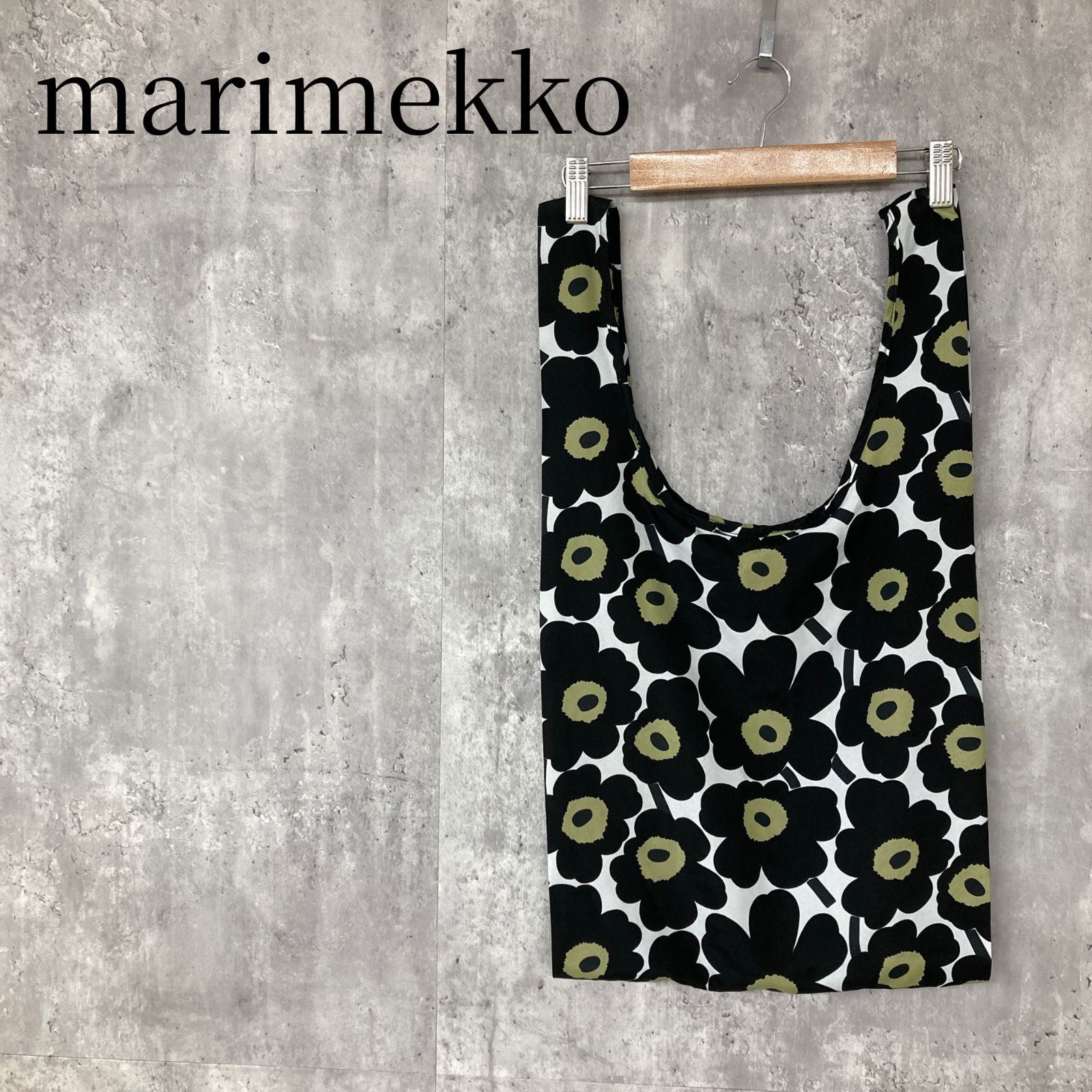 マリメッコ ウニッコ エコバッグ トートバッグ marimekko 黒系 ポケッタブル 　A4 北欧 レディース 目立った傷や汚れなし