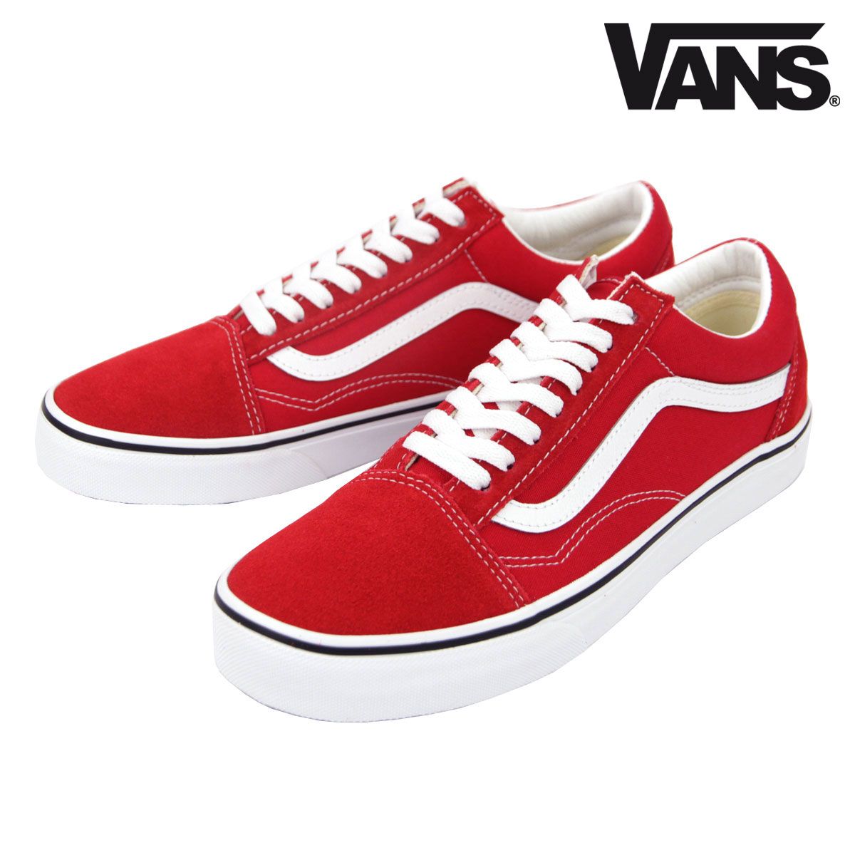 【23.0cm~25.5cm】バンズ メンズ スニーカー 正規販売店 VANS 靴 オールドスクール VANS OLD SKOOL RACING RED/TRUE WHITE VN0A4BV5JV6