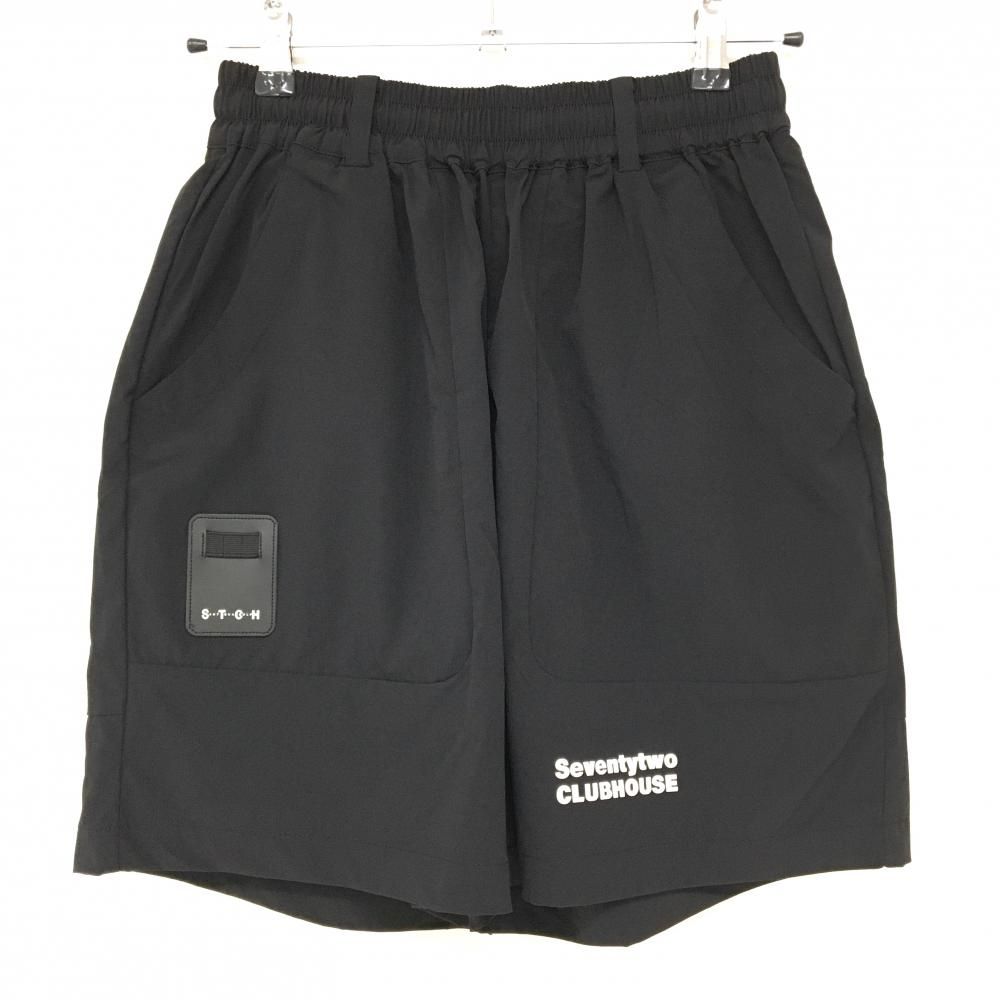 【超美品】セブンティトゥクラブハウス ハーフパンツ 黒 ウエストゴム メンズ 男女共通サイズML ゴルフウェア SEVENTYTWO CLUBHOUSE