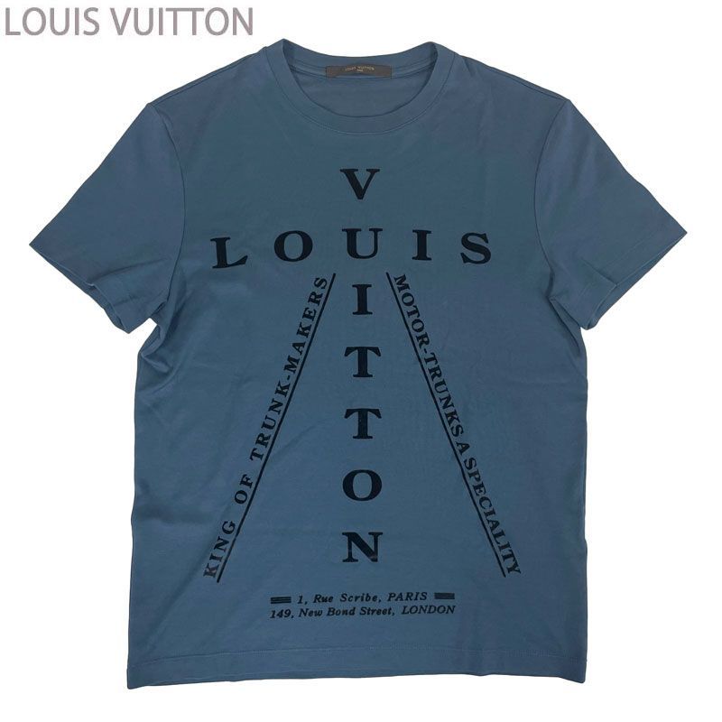 【中古】LOUIS VUITTON ルイ・ヴィトン Flocky Cross Logo Tee フロッキー クロス ロゴ Tシャツ くすみブルー XS メンズ イタリア製