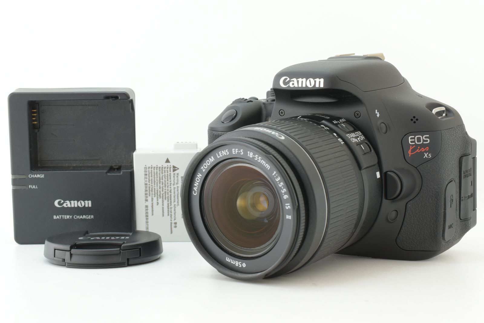 【美品】シャッターカウント 386回 Canon EOS Kiss X5 EF-S 18-55mm IS II Lens キャノン デジタル一眼レフカメラ EF-TN-JP2576