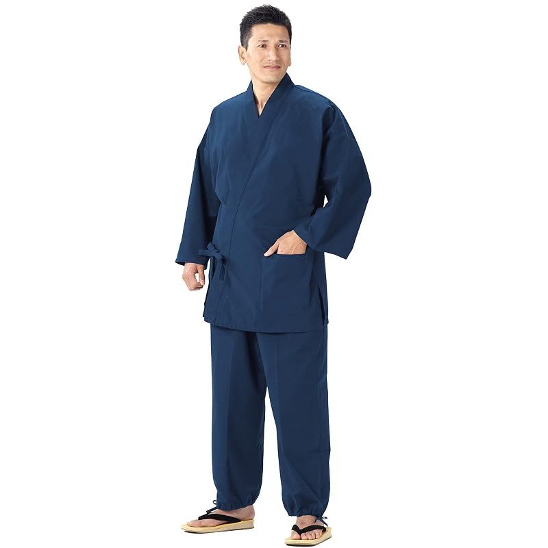 【新品】 綿の郷(ワタノサト) 日本製 久留米紬織作務衣 (S, 青)