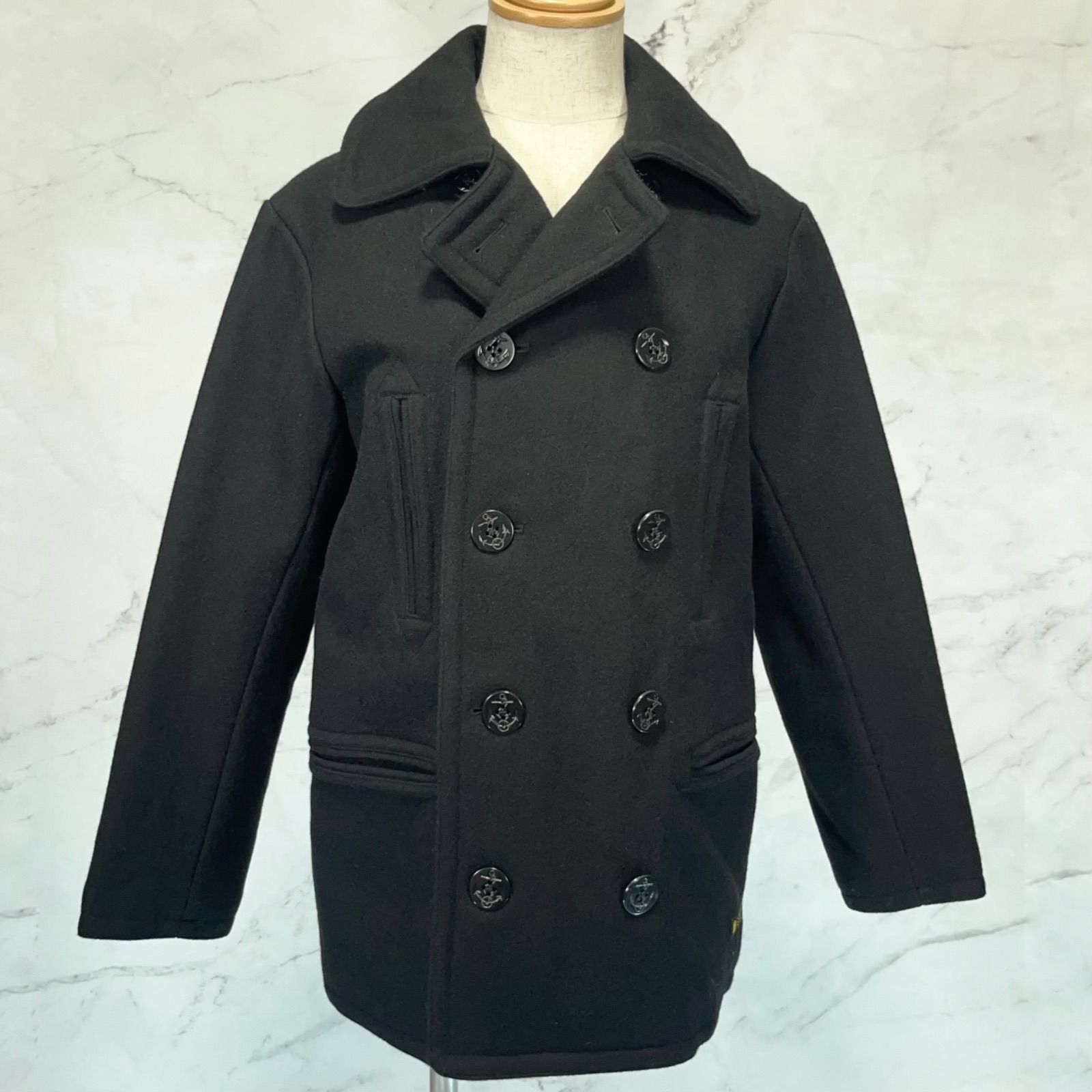 美品　NEIGHBORHOOD ネイバーフッド　P/WN-COAT Pコート　ピーコート　裏地キルティング　日本製　ウール　ナイロン　コットン　ポリエステル　ブラック　黒　黒色　Mサイズ　MEDIUM 162AQNH-JKM01 16,826円