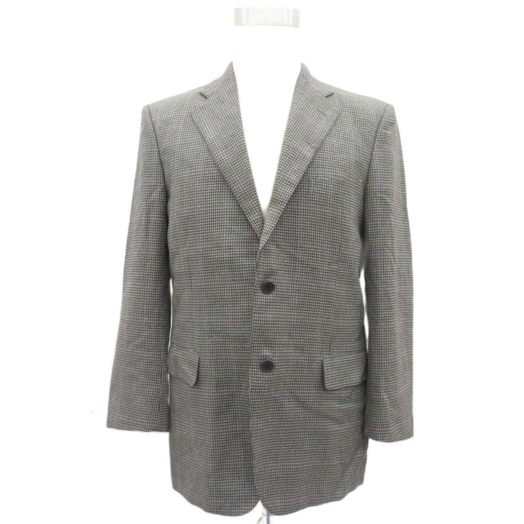 エルメネジルドゼニア Ermenegildo Zegna テーラードジャケット 上着 ミドル丈 総裏地 シングルボタン ウール グレー 千鳥格子柄 /SM42 ■ECD005