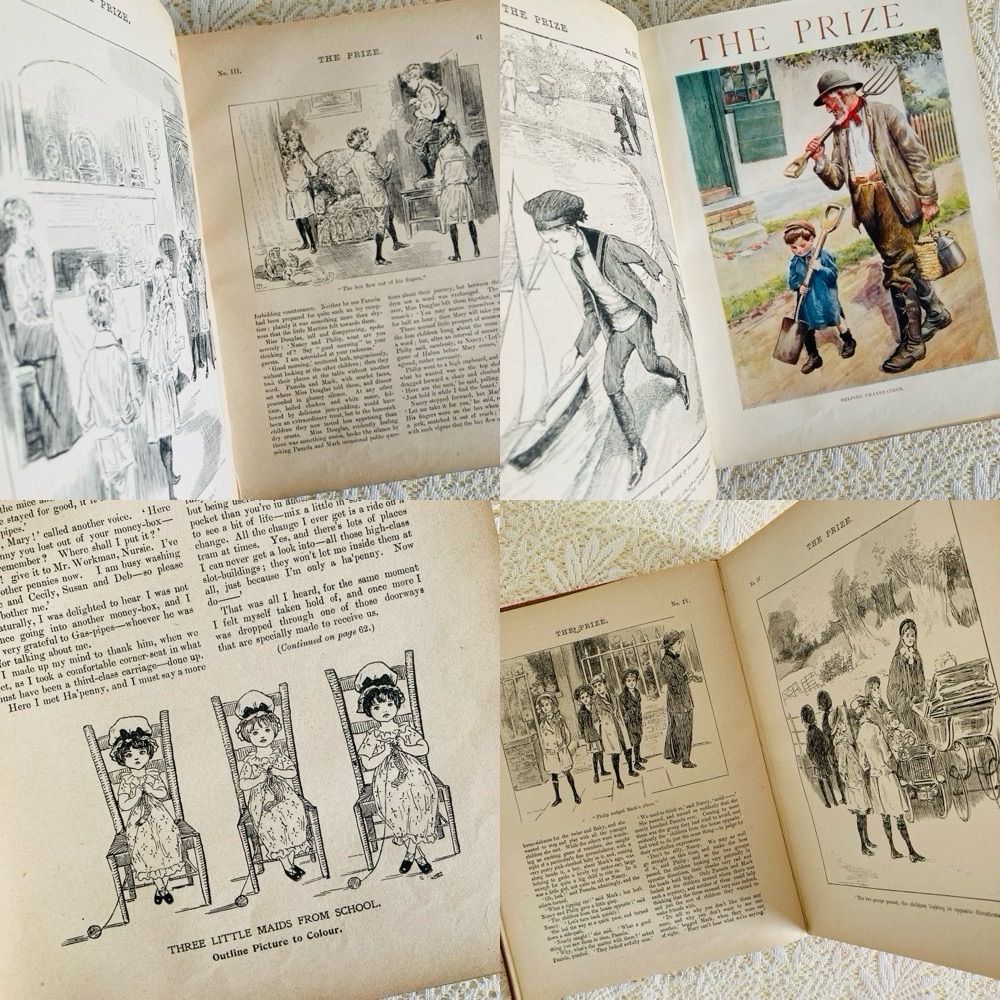 アンティーク児童書 The Prize 1915年 カラー図版12点収録 洋書・古書