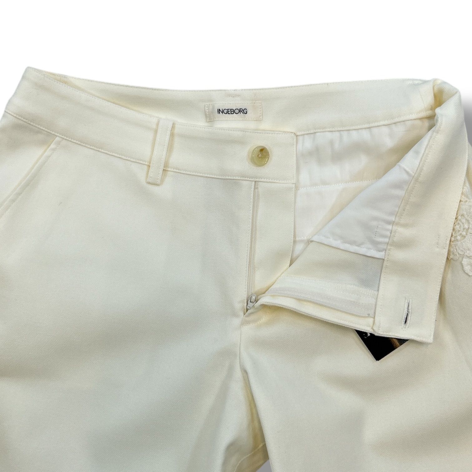 新品 タグ付 未使用 INGEBORG インゲボルグ ストレッチレースパンツ 裾レース 2WAY レース ストレッチ クリーム サイズ13 レディース 春 夏 ゴーゴー古着マルイファミリー溝口店 18 No.927