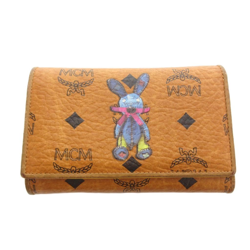 エムシーエム MCM 2つ折り財布 ウォレット 総柄 レザー ロゴ 茶 ブラウン /FF ■GY62