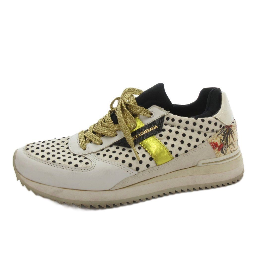 ドルチェ&ガッバーナ ドルガバ DOLCE&GABBANA スニーカー シューズ ボルカドット レースアップ 36.5 白 ホワイト /FF ■GY62 7,630円