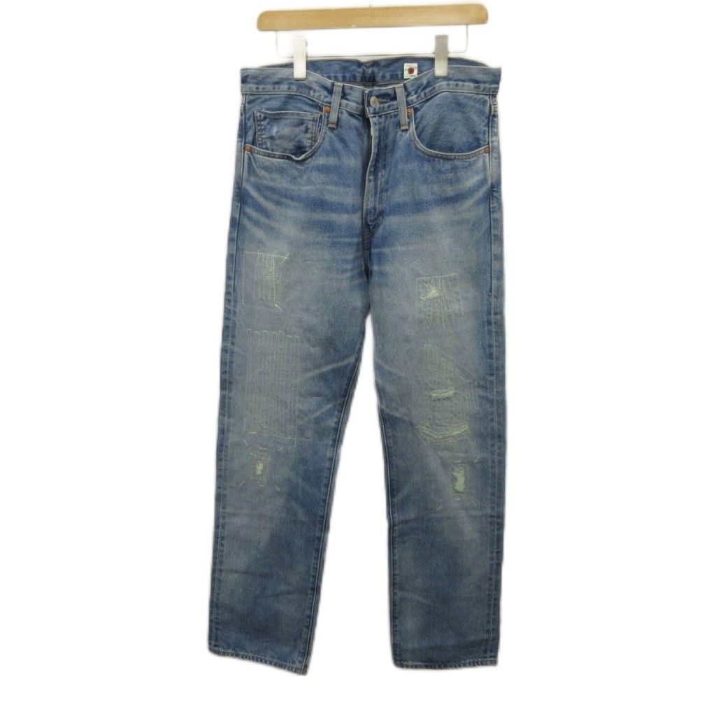 リーバイス Levi's 505 デニム ジーンズ W34L32 青 ブルー ダメージ加工 /KK ■GY62