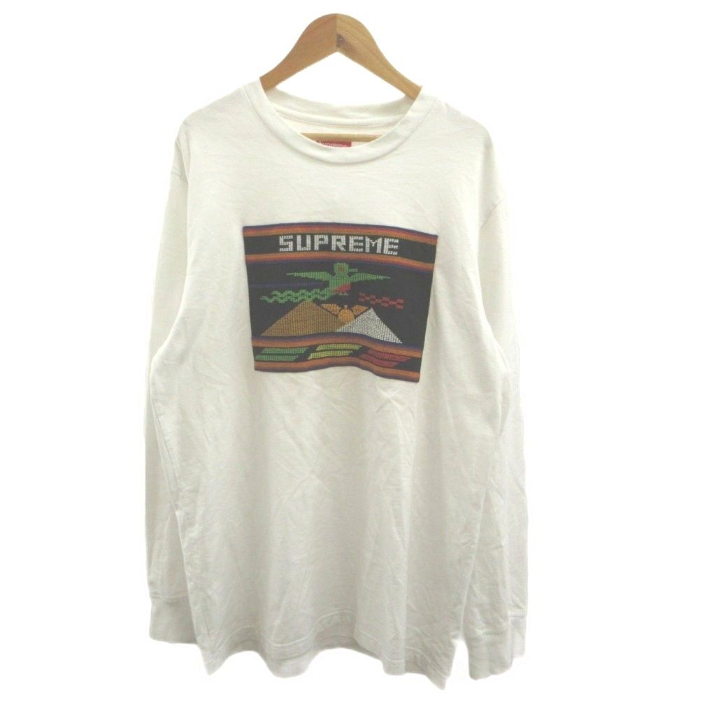 シュプリーム SUPREME eedlepoint Patch L/S Top Tシャツ M 白 ホワイト 刺繍 クルーネック 長袖 /NP ■GY62