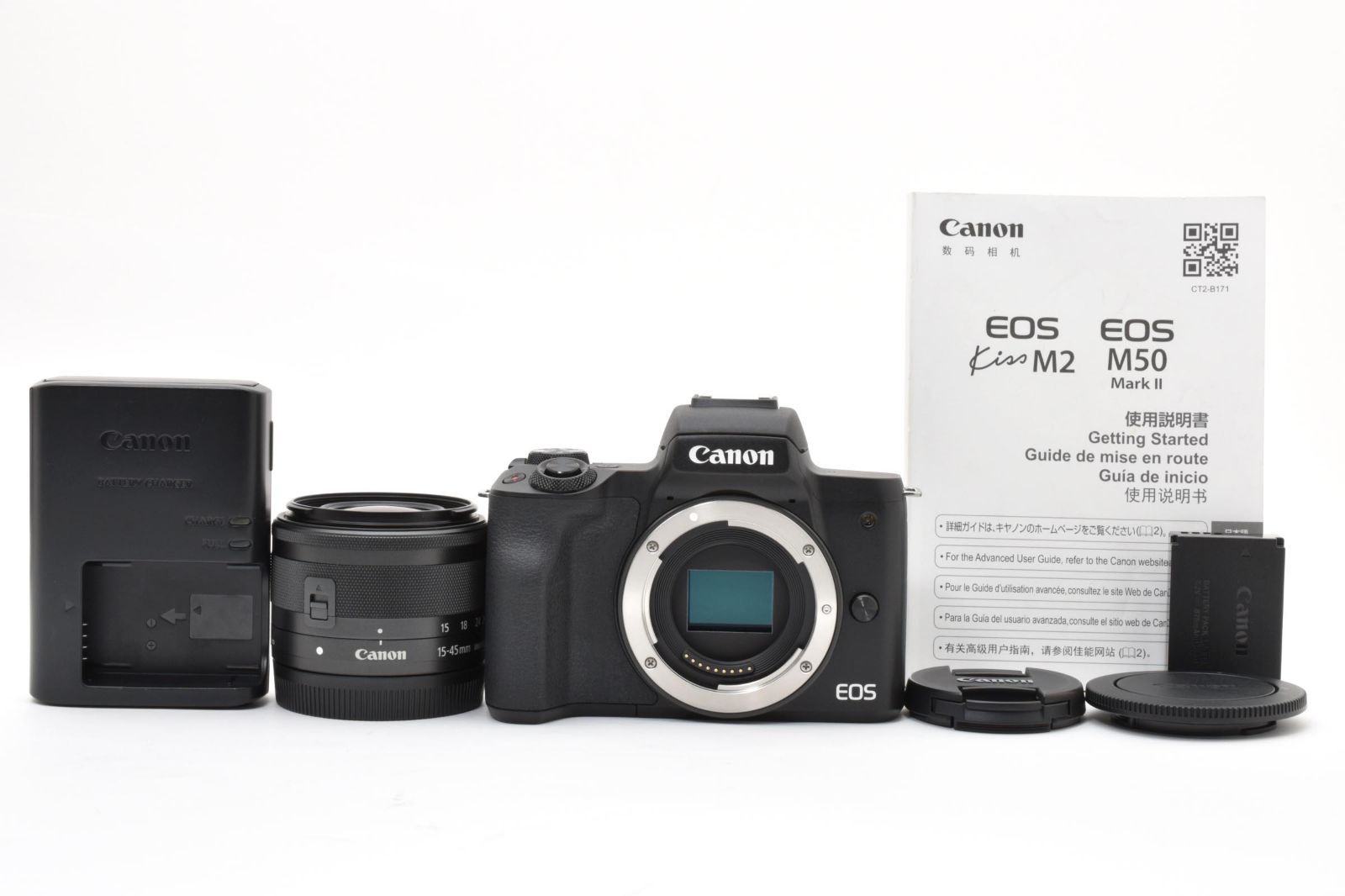 【返品保証】★極上品★キヤノン Canon EOS Kiss M2 EF-M 15-45 IS STM レンズキット★ L698#8355