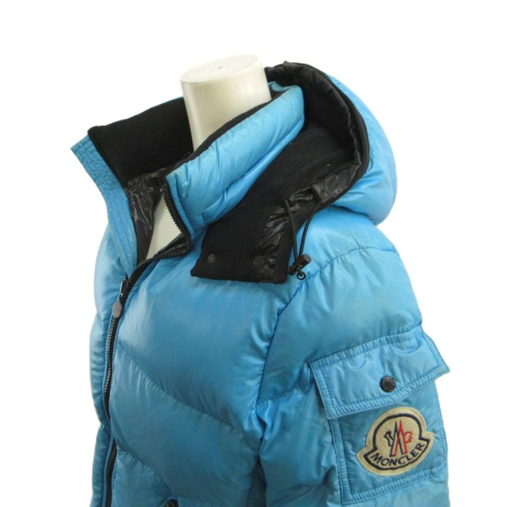 モンクレール MONCLER ダウンジャケット アウター 1 青 ブルー フード