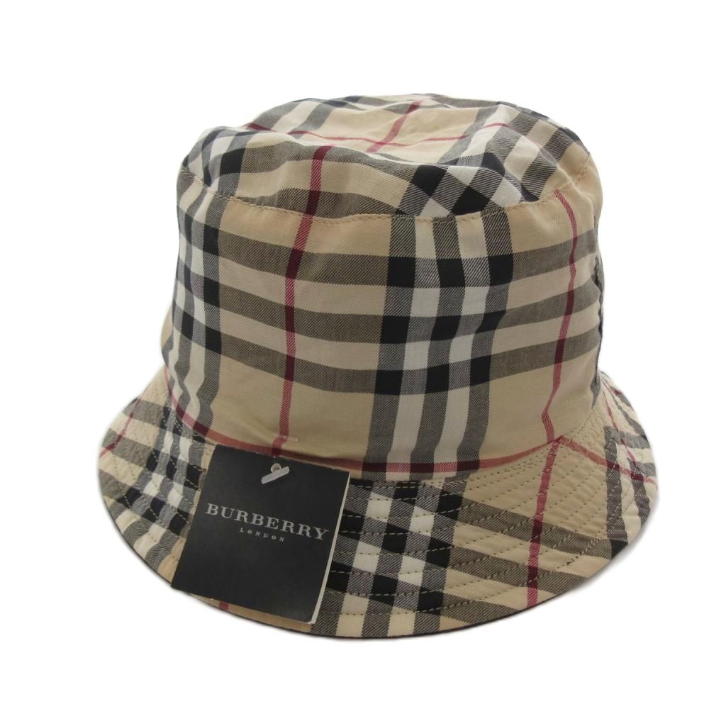 バーバリー ロンドン BURBERRY LONDON ハット バケハ 帽子 リバーシブル ノバチェック ロゴ ベージュ 黒 ブラック /FF ■GY62