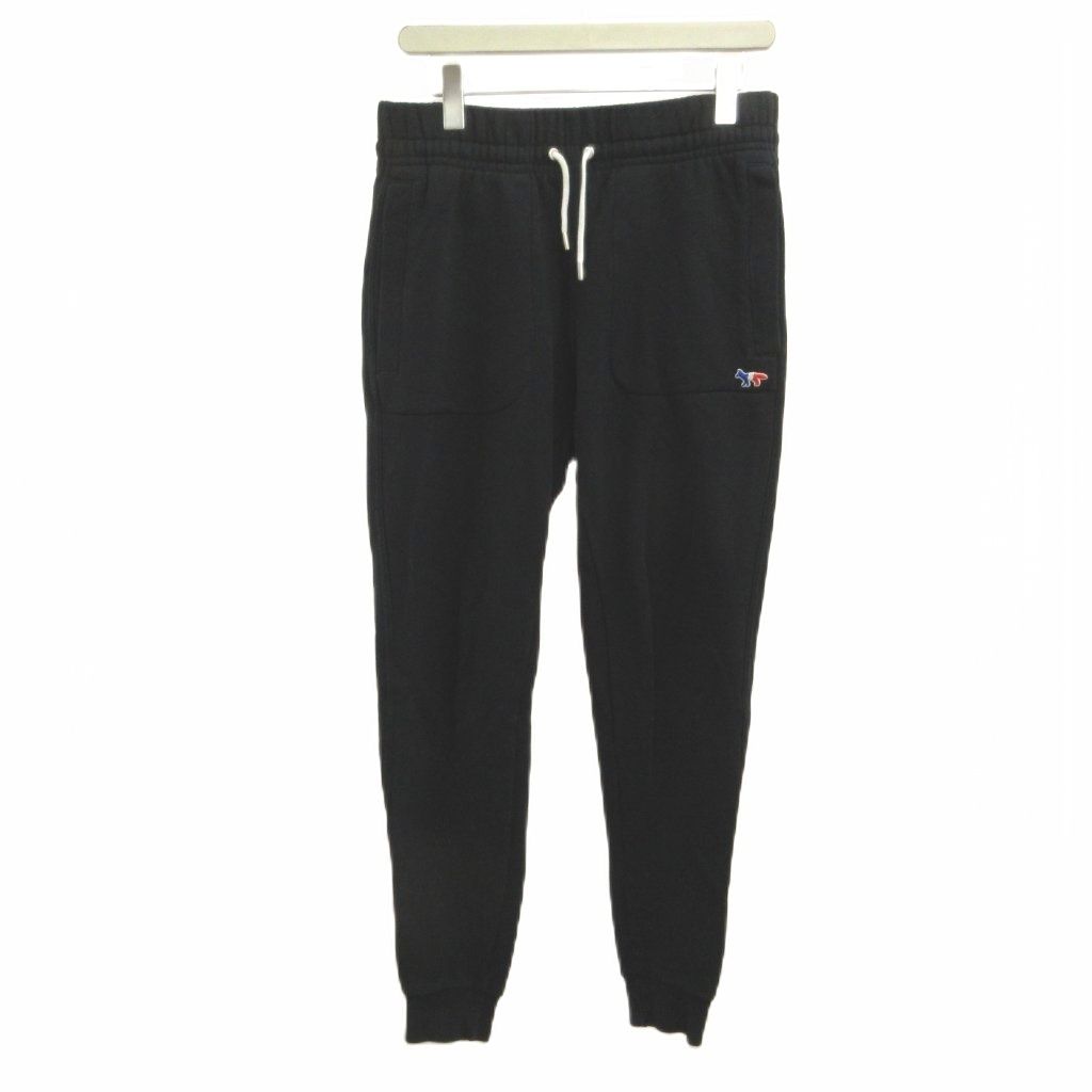 メゾンキツネ MAISON KITSUNE スウェットジョガーパンツ XS 黒 ブラック ドローストリング 無地 /NP ■GY62