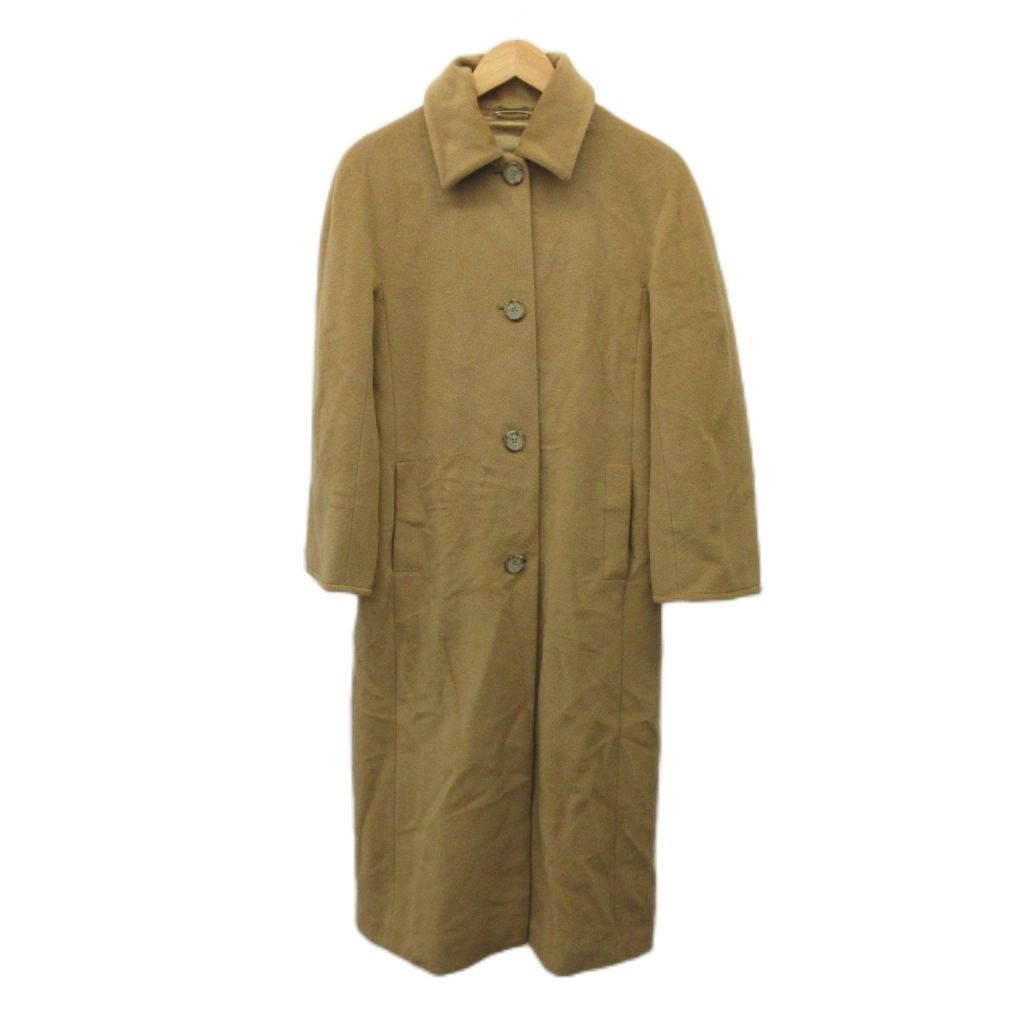 マックスマーラ MAX MARA ステンカラーコート ウール 38 ベージュ 銀タグ 無地 シングルブレスト 長袖 ロング丈 /PP ■GY62