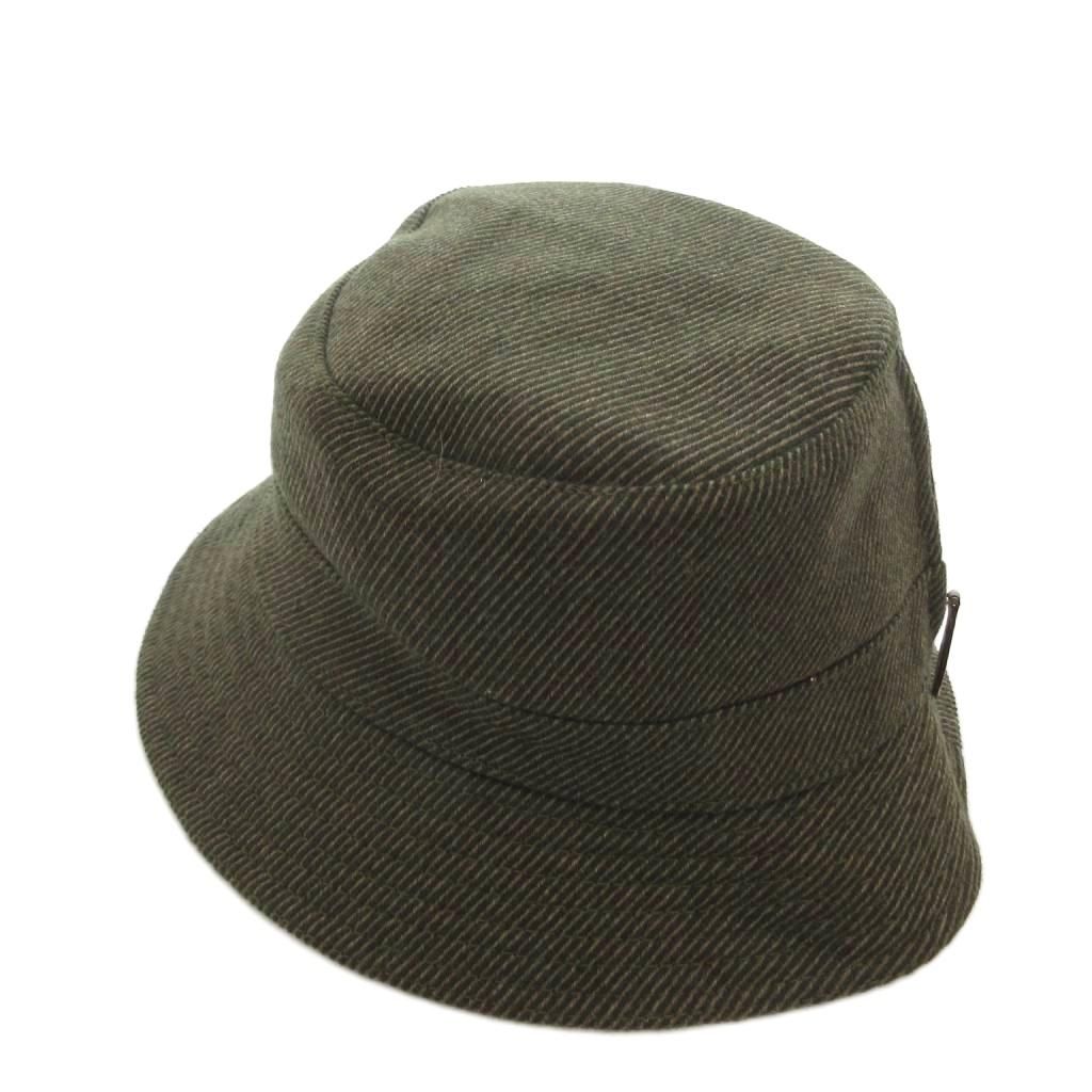 エルメス HERMES MOTSCH ハット バケハ 帽子 ウール ジップアップ 58 カーキ /FF ■GY62