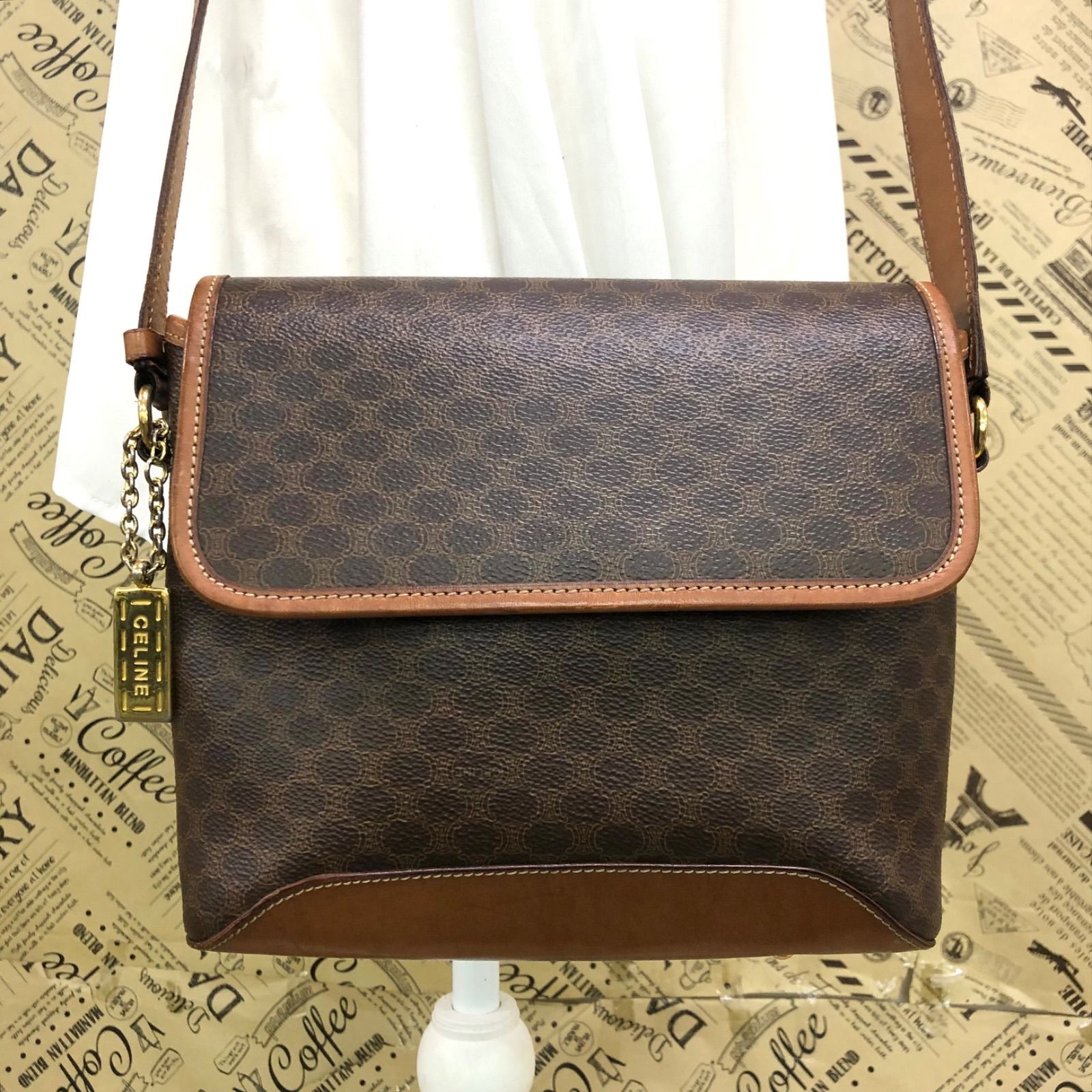 セリーヌ ショルダーバッグ マカダム ポシェット フラップ フォーマル GC273