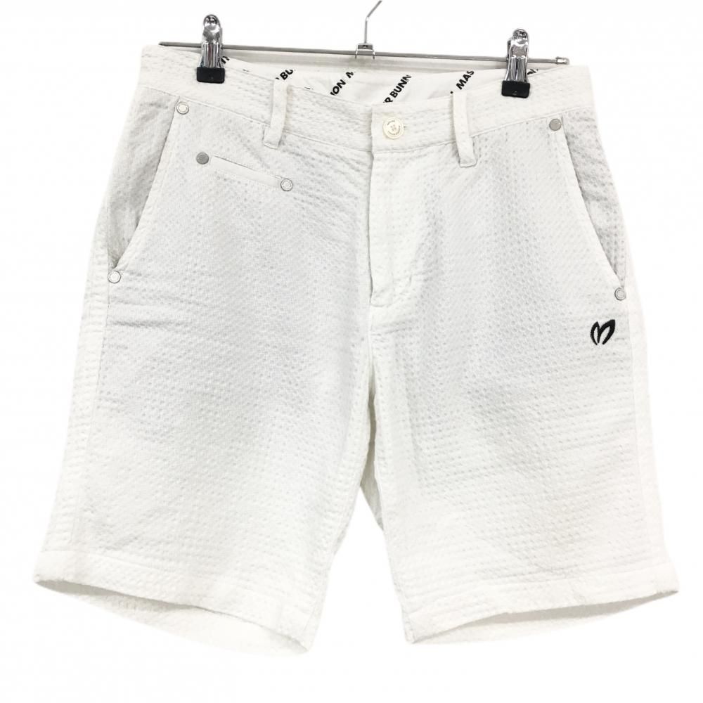 【超美品】マスターバニー ハーフパンツ　白 凹凸織生地 ストレッチ メンズ 3(S) ゴルフウェア MASTER BUNNY EDITION