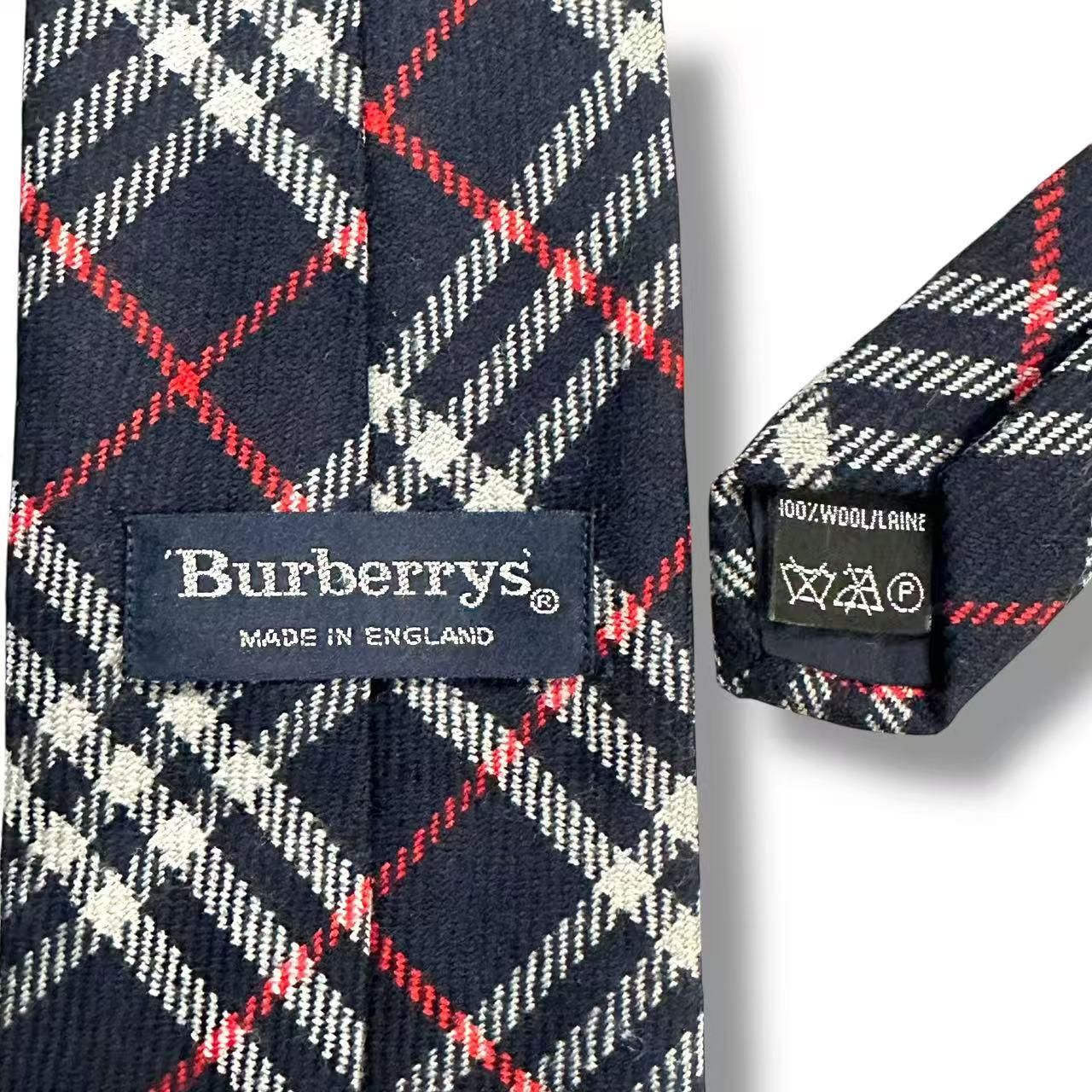 極美品 BURBERRYS バーバリーズ ネクタイ ウール ロゴ ノバチェック柄